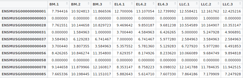Expression Matrix Example